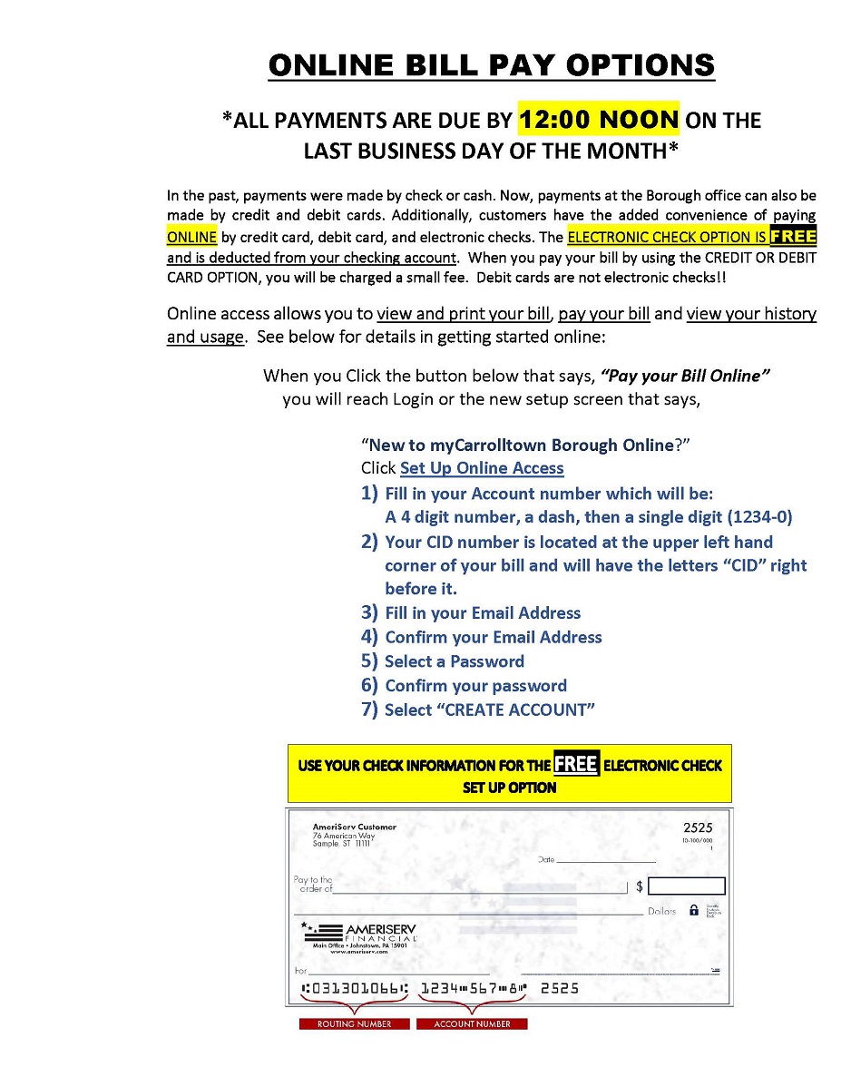 Bill Pay Options Bill Pay Options